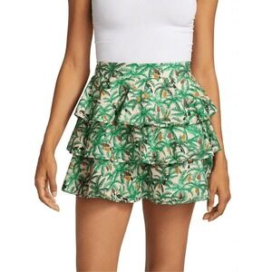 FARM RIO Toucan Layered Mini 100% Cotton Tiered Mini Skirt L